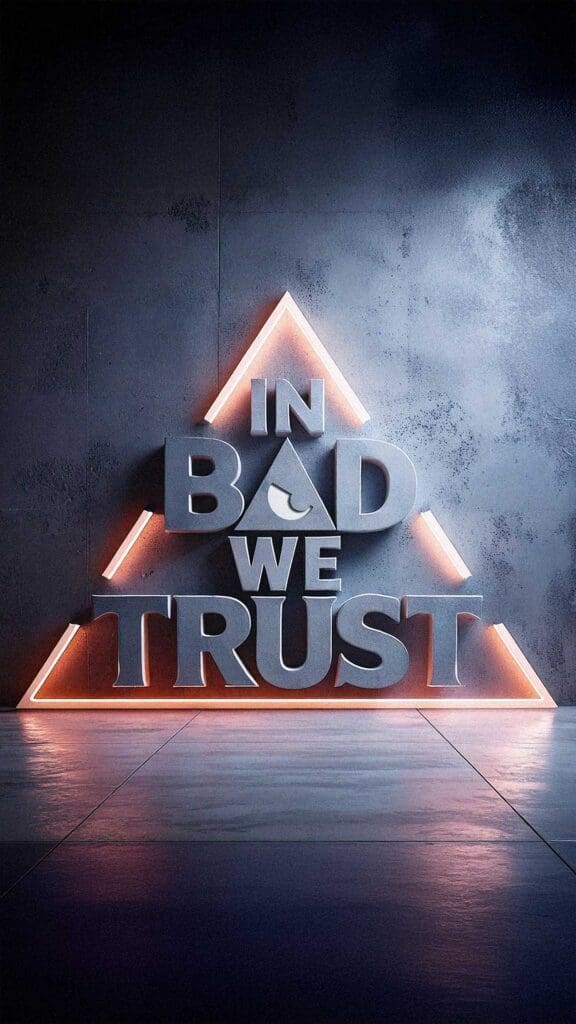 Slogan lumineux In Bad We Trust mural